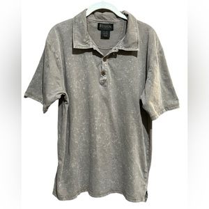 FUSION Vintage Washed Short Sleeved Polo tee size Large L Tan
